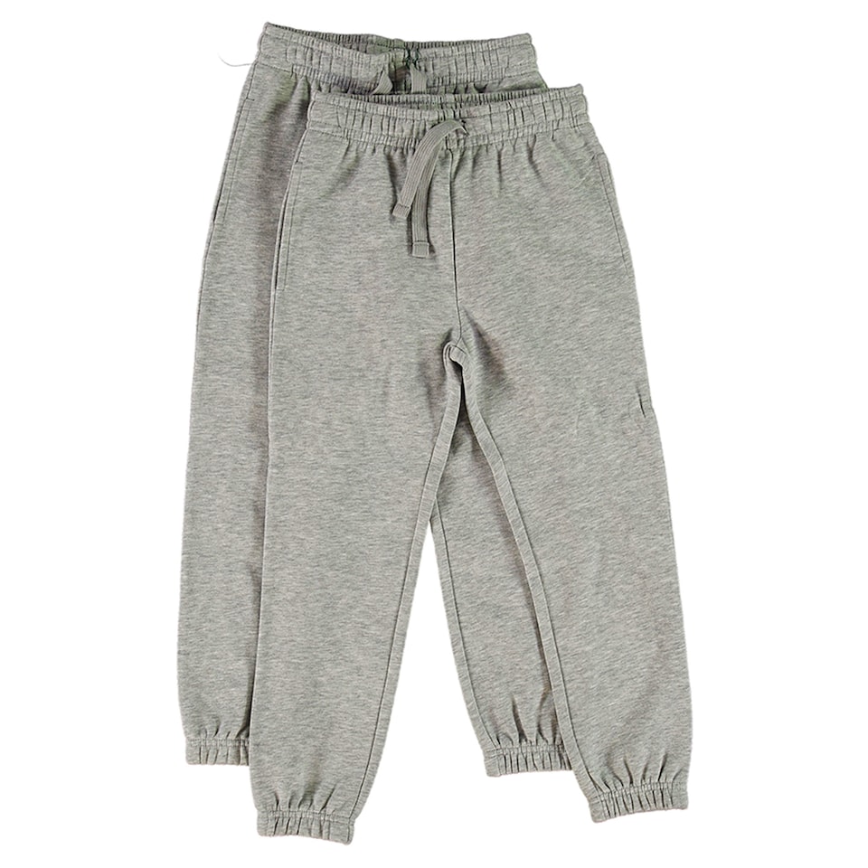 F&F School Unisex 2-Pack Cotton Rich Cuffed Joggers in Grey Marl