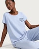 image 2 of F&F Pure Cotton Slogan Pyjama Set in Blue
