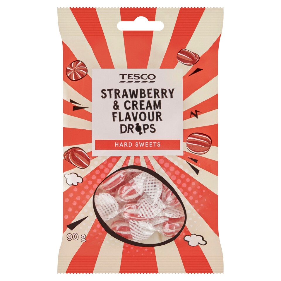 Tesco Strawberry & Cream Flavour Drops 90 g