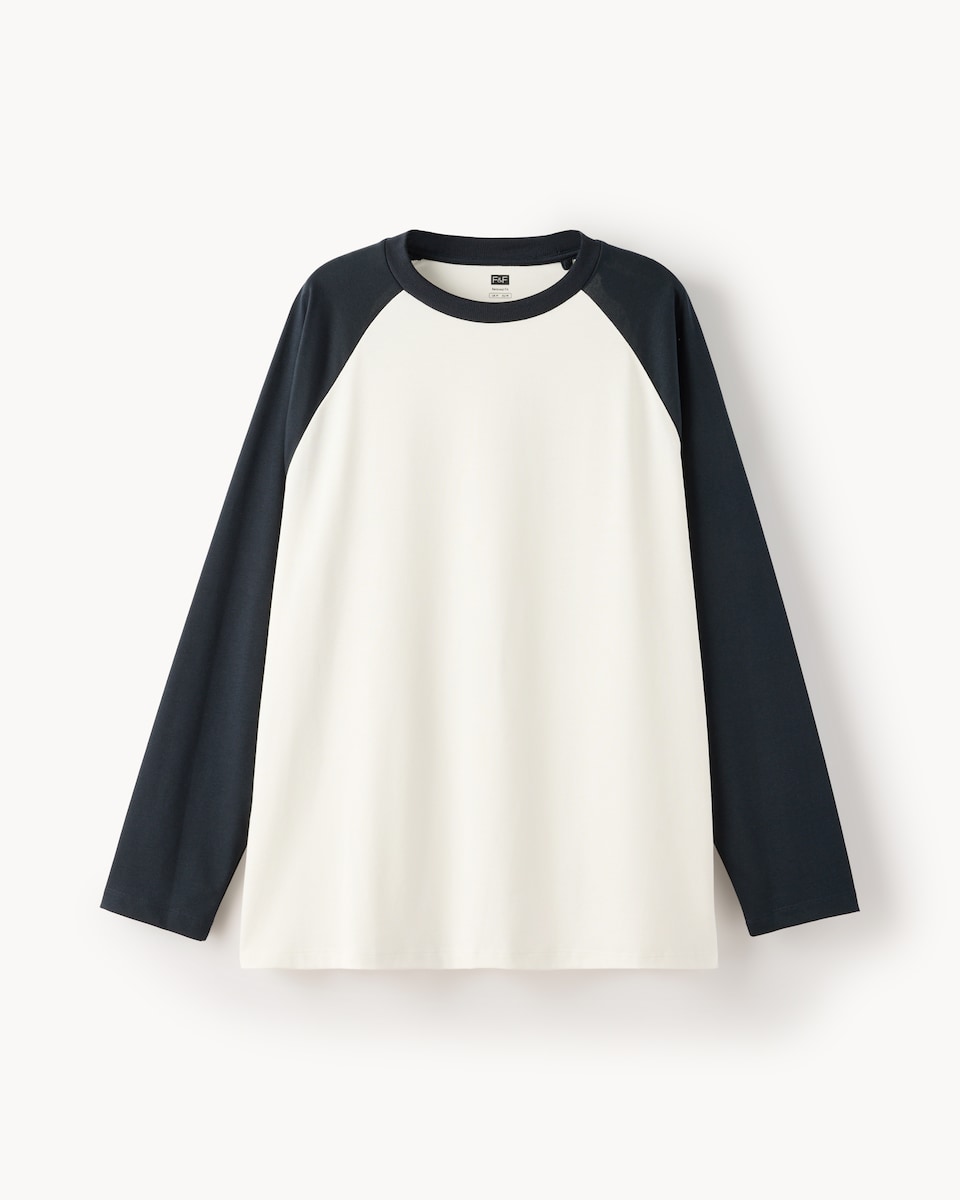 image 1 of F&F Pure Cotton Raglan Sleeved Top in Multi White