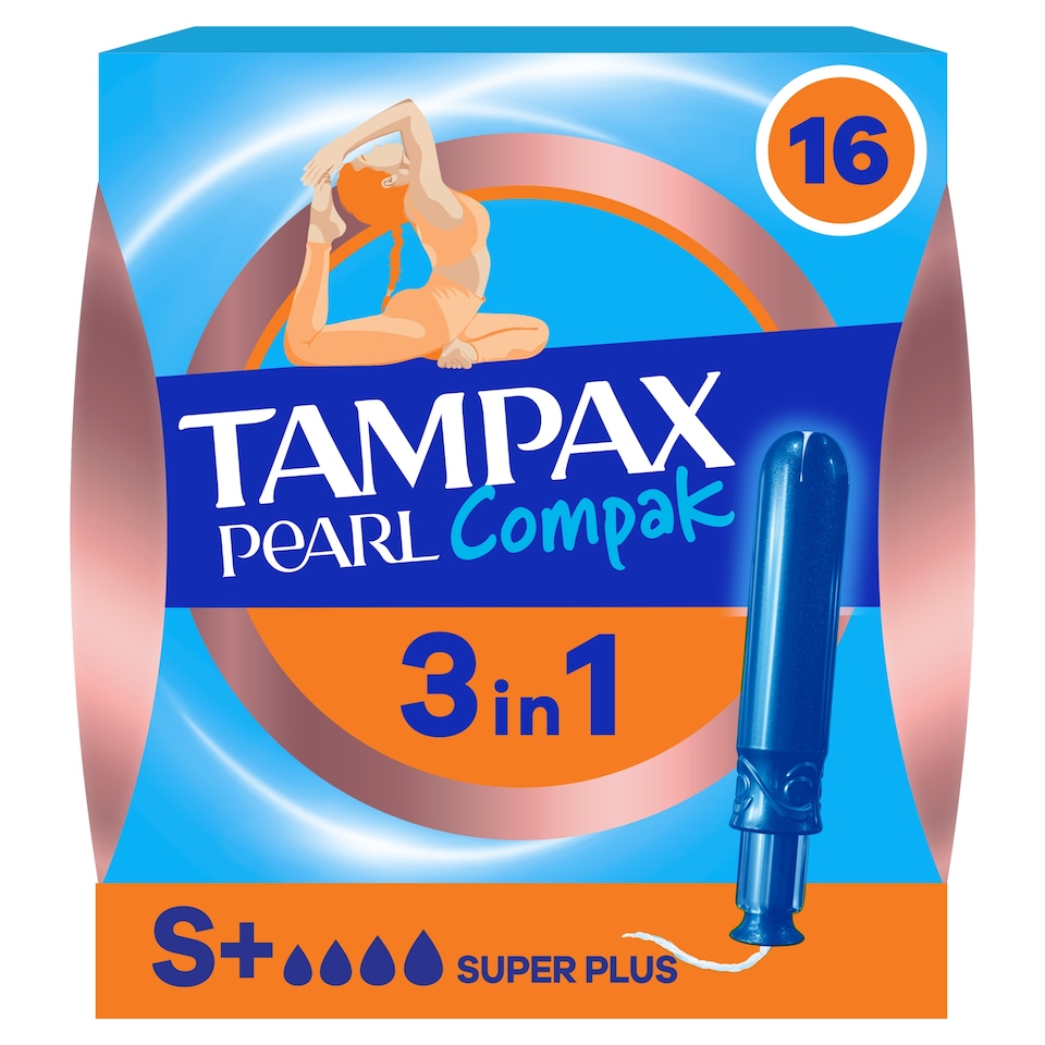 image 1 of Tampax Pearl Compak Super Plus Tampons With Applicator X 16