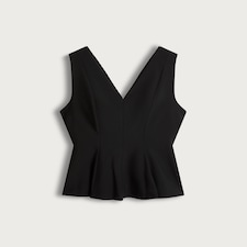 F&F V Neck Peplum Hem Top in Black