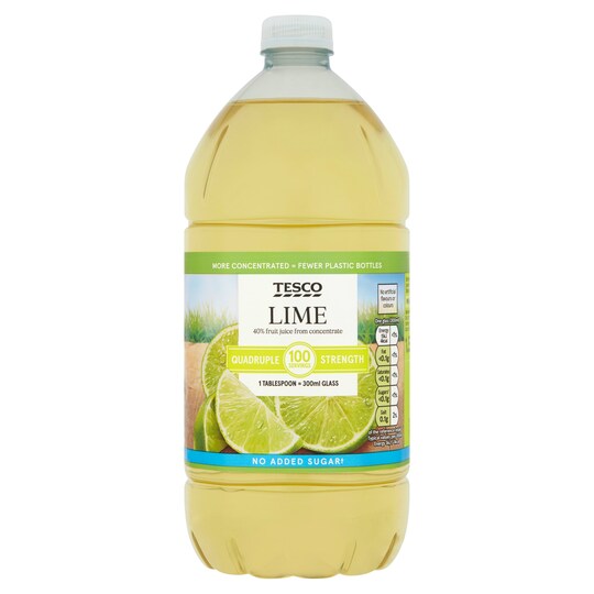 Tesco Quad Strength Lime Squash No Added Sugar 1.5L Tesco Groceries