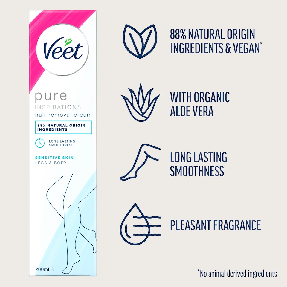 image 1 of Veet Pure Hair Removal Cream Legs & Body Sensitive 200ml