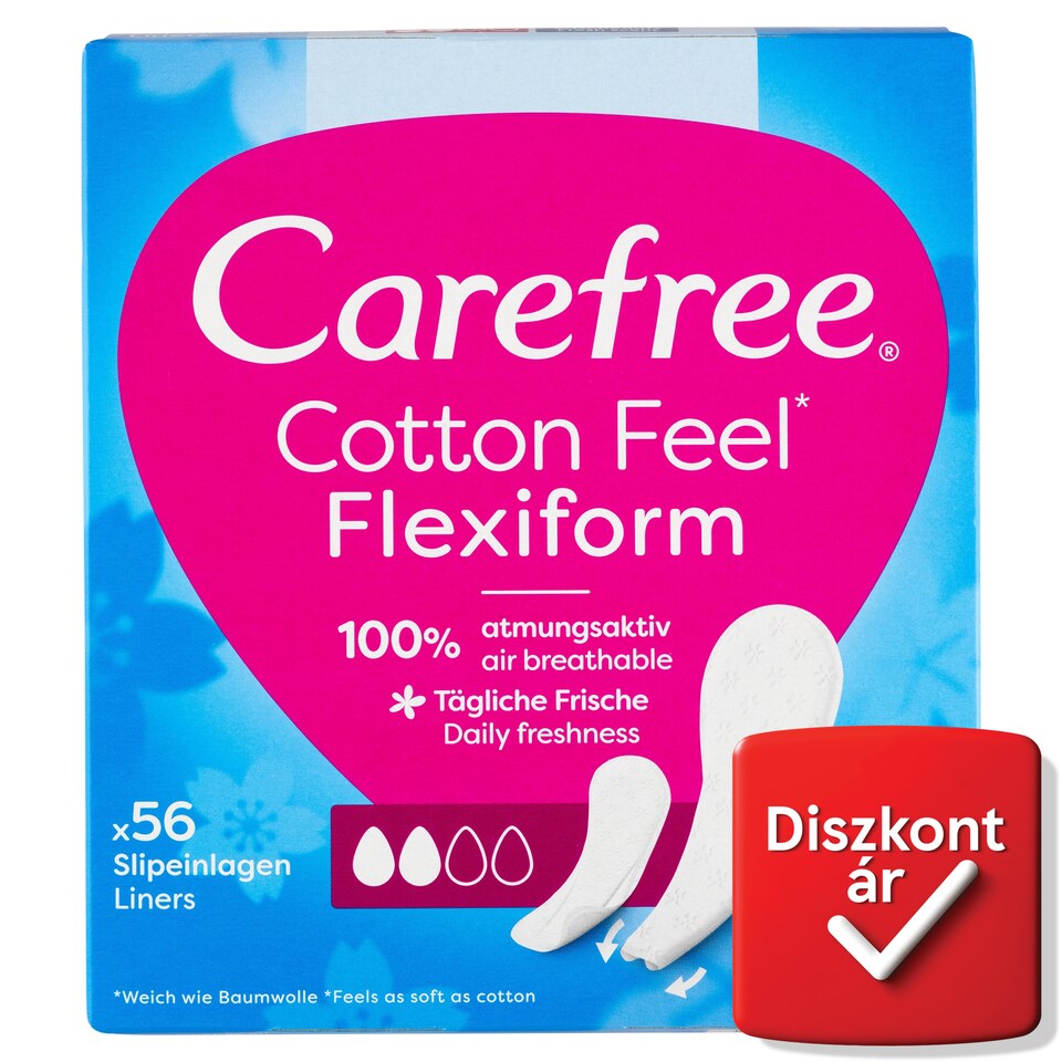 Carefree Cotton Feel Flexiform Pantyliners with Fresh Scent 56 pcs