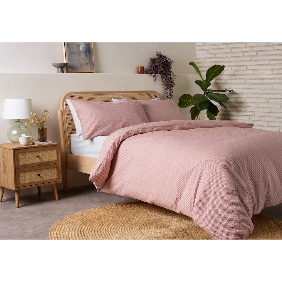F&F Home Burgundy Gingham Duvet Cover Set Single