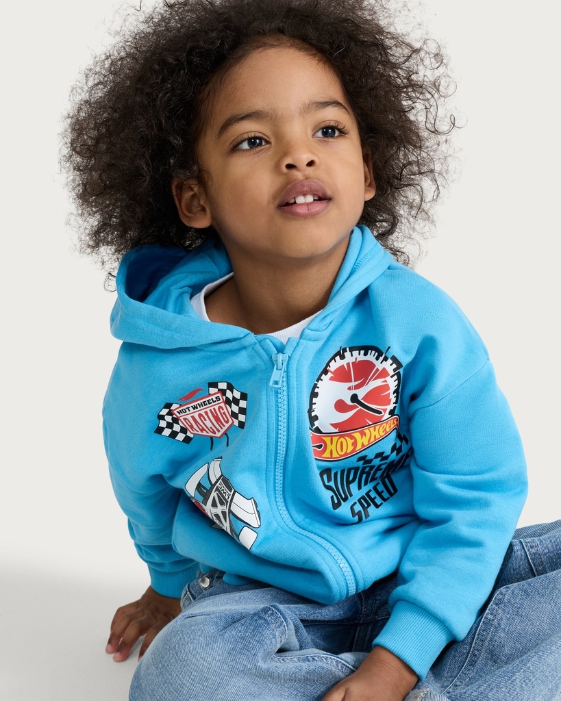 Hot Wheels Cotton Rich Supreme Speed Zip Up Hoodie in Blue