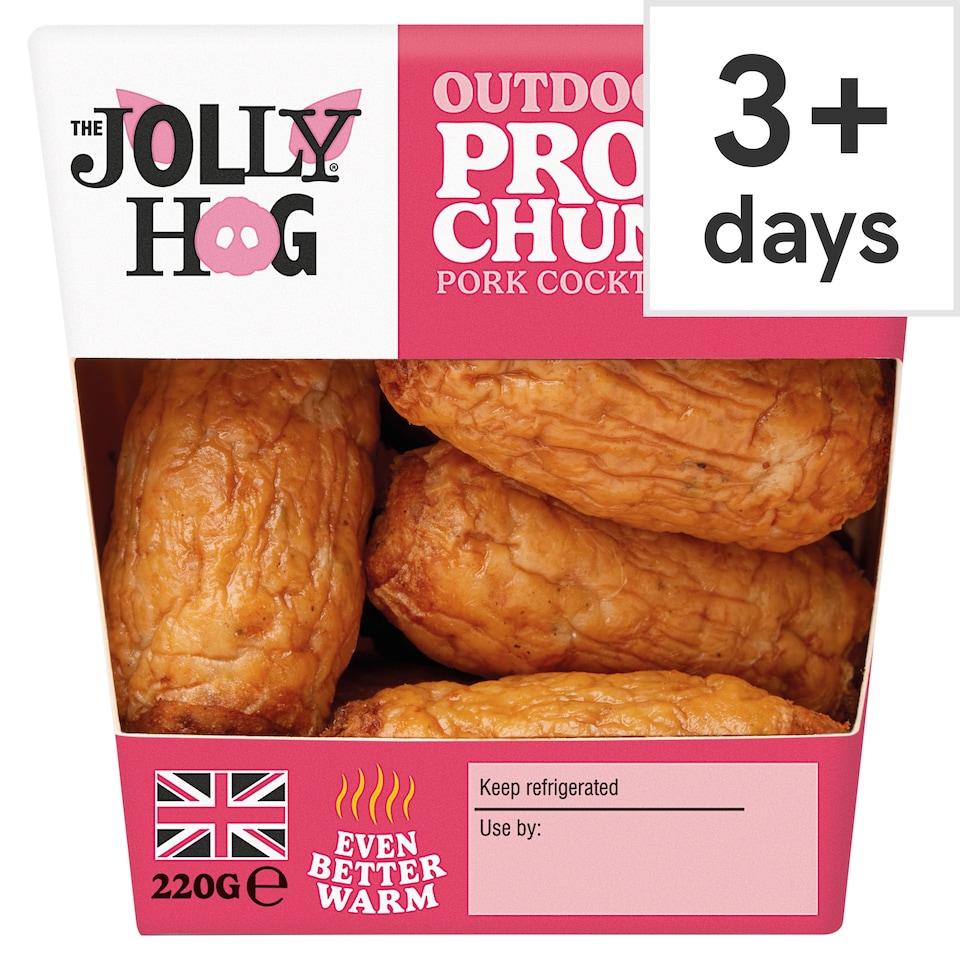 The Jolly Hog Outdoor Bred Proper Chunkies Pork Cocktail Sausages 220g