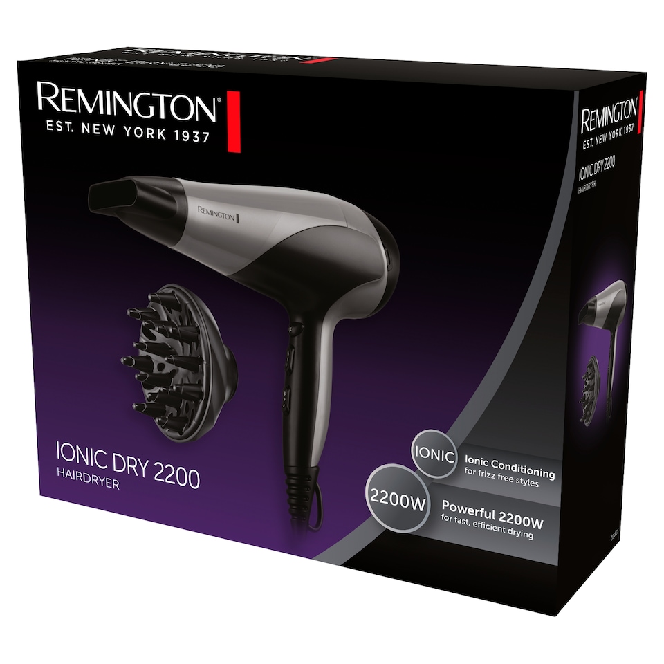 Remington Black/Silver Ionic Dry 2200 Hairdryer 