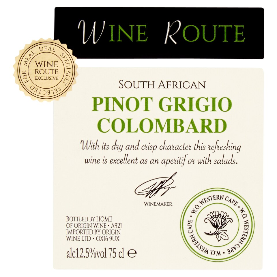 image 1 of Wine Route Pinot Grigio Colombard 75cl