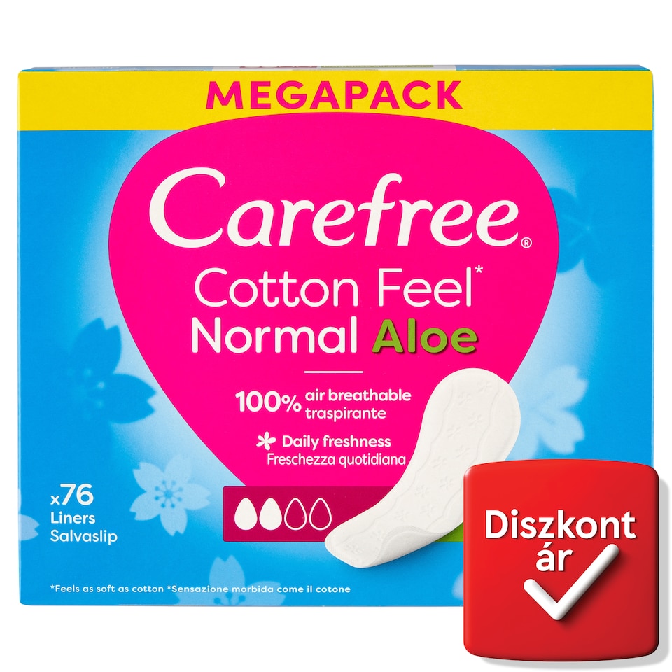 Carefree Cotton Feel Normal Pantyliners with Aloe Vera Scent 76 pcs