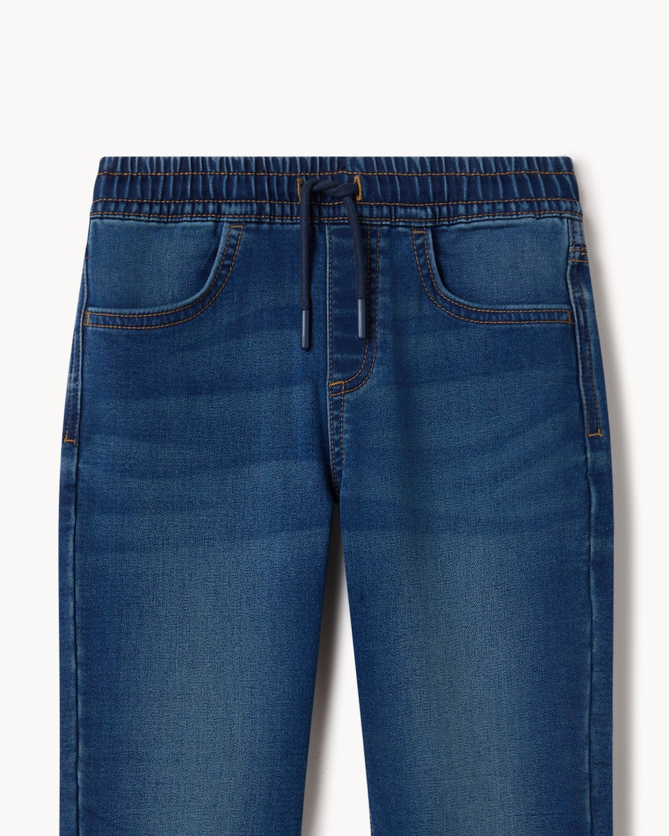 image 1 of F&F Boys Cotton Rich Pull On Jeans in Multi Blue