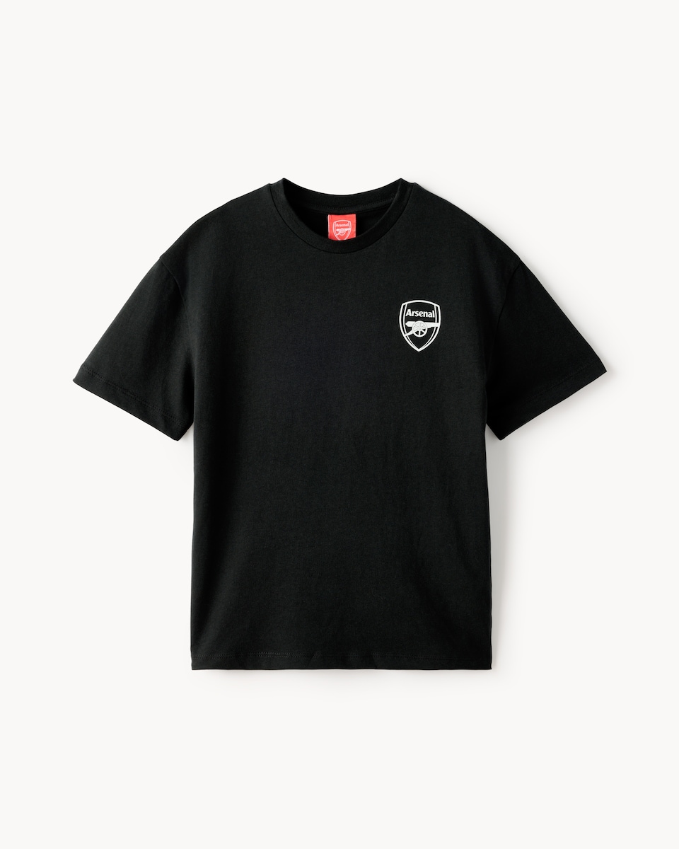 image 1 of Arsenal Pure Cotton Printed T-Shirt in Black