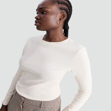 F&F Cotton Rich Long Sleeved Top in Cream