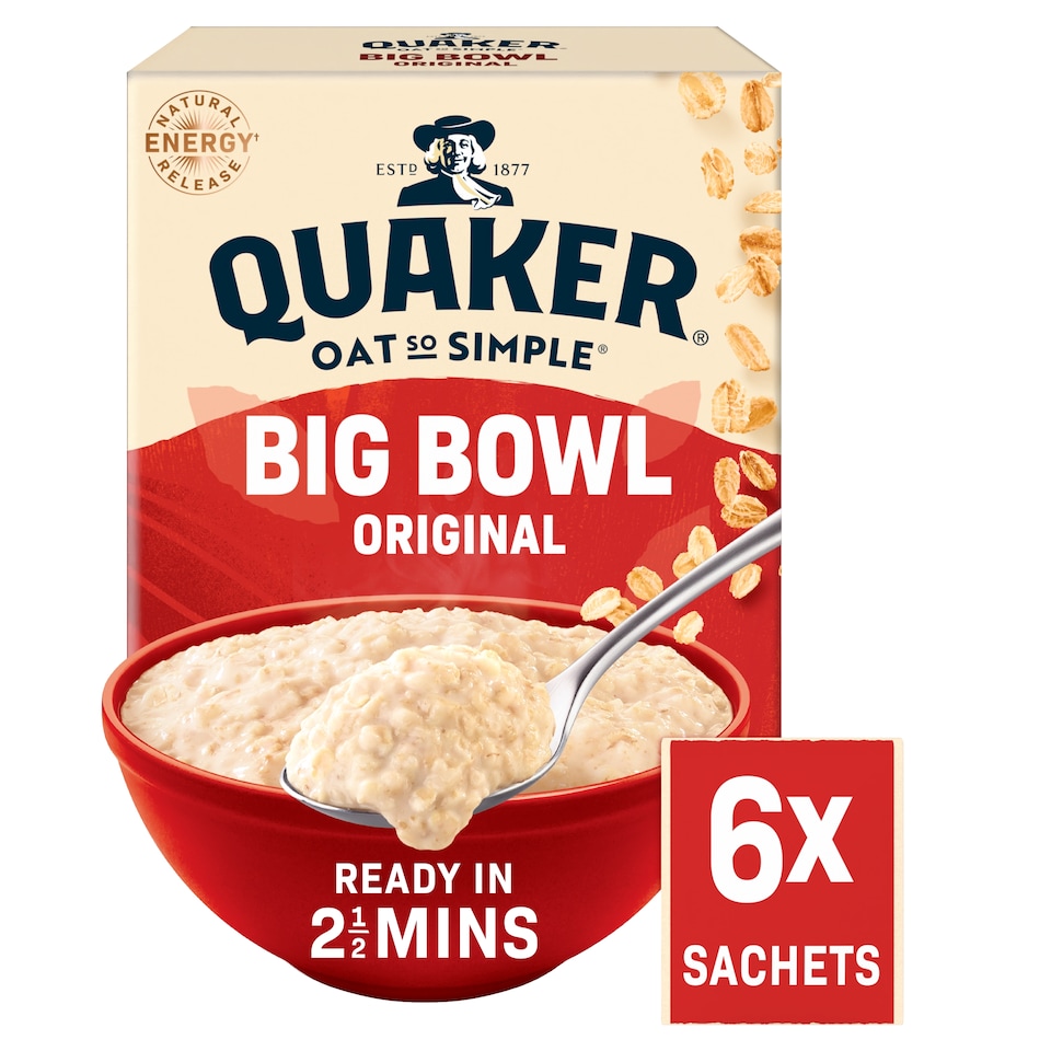 image 1 of Quaker Oat So Simple Big Bowl Original Porridge Sachets 6x38.5g