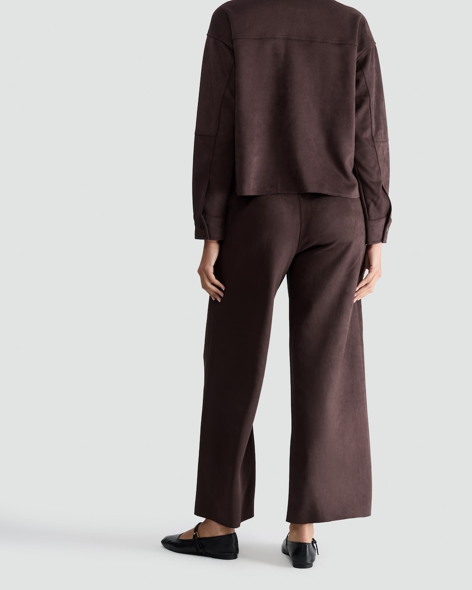 image 1 of F&F Faux Suede Wide Leg Trousers in Brown