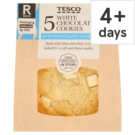 Tesco White Chocolate Cookies 5 Pack Tesco Groceries