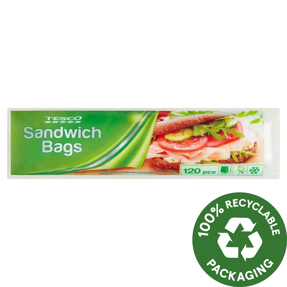 Tesco Vrecká na potraviny s klipsami 120 ks