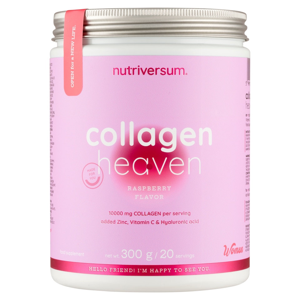 Nutriversum Women Collagen Heaven málna ízesítésű, kollagén- és hialuronsav-tartalmú por 300 g