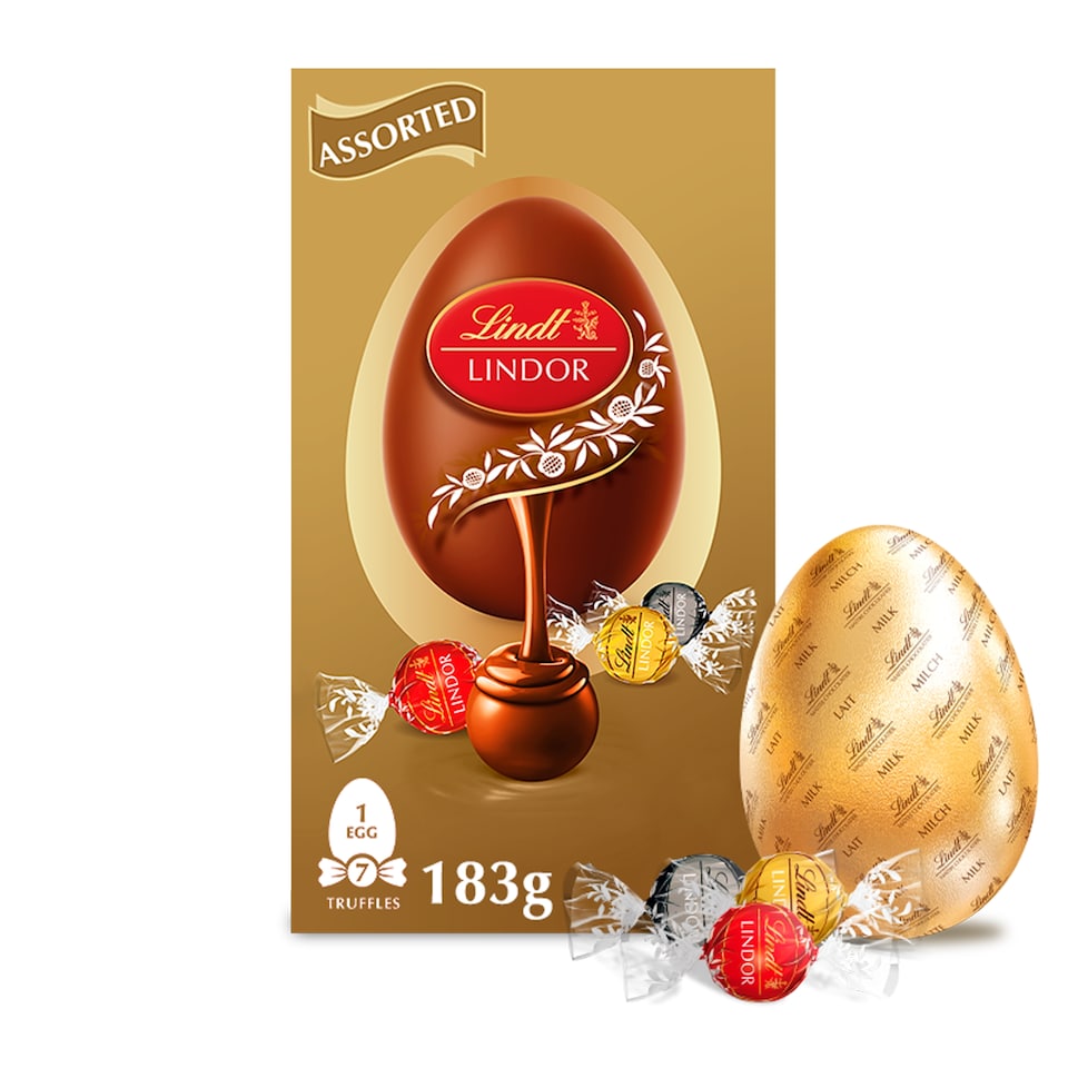 image 1 of Lindt Lindor Milk Chocolate Egg with Lindor Assorted Truffles 183g