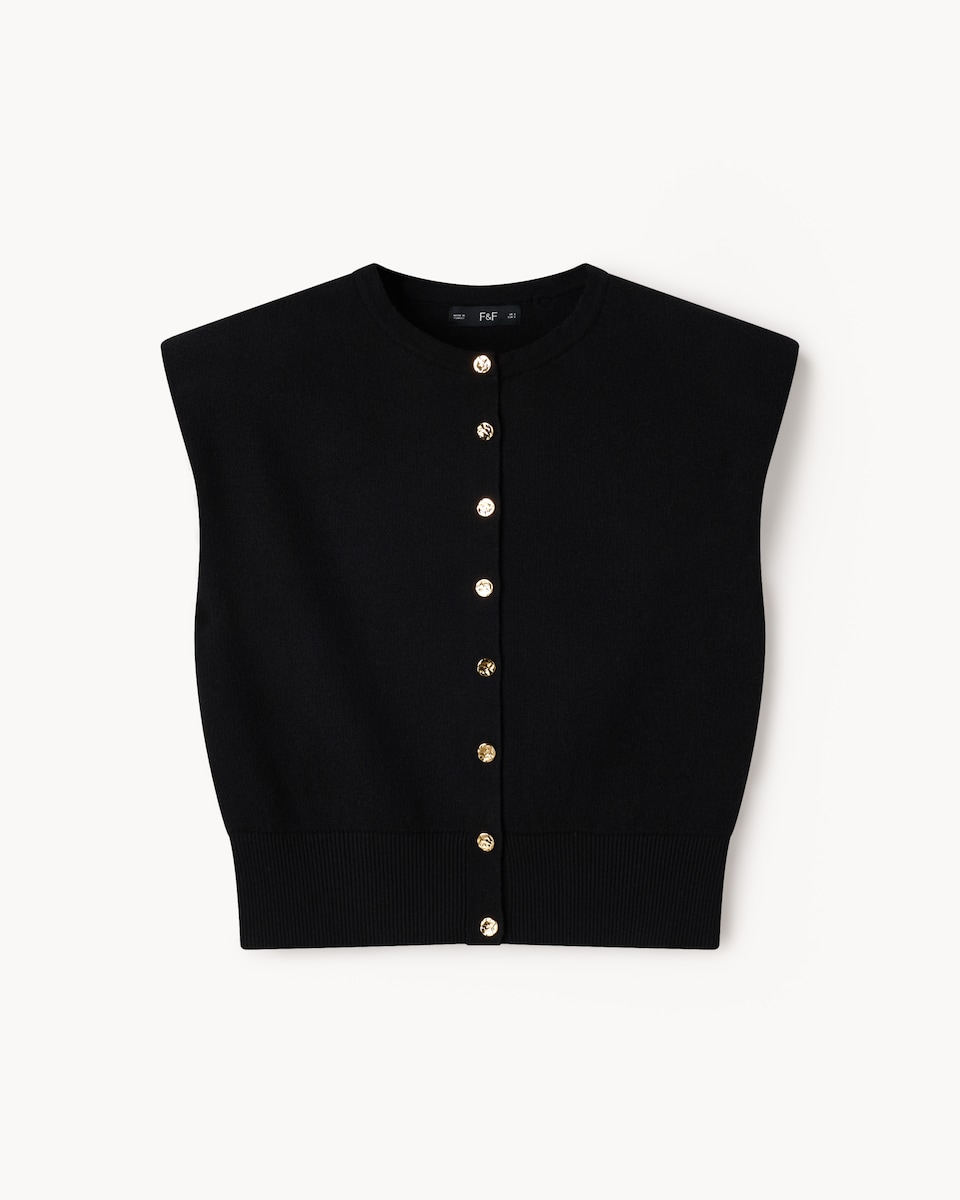 image 1 of F&F Knitted Button Up Waistcoat in Black