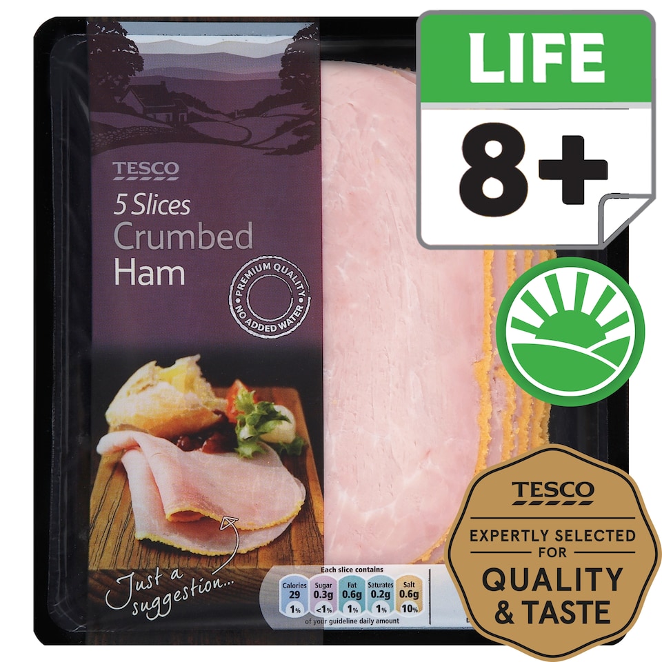 Tesco British Crumbed Ham Slices 125 G