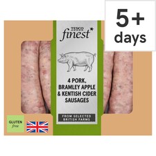 Tesco Finest 4 Pork, Bramley Apple & Kentish Cider Sausages 440g