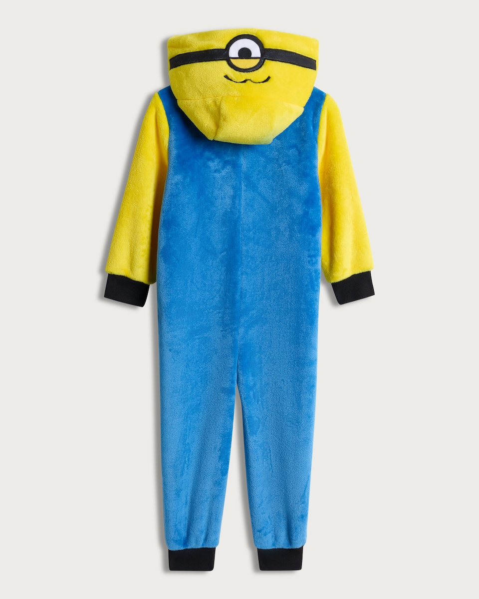image 1 of Minions Fleece Zip Up Hooded Onesie in Multi