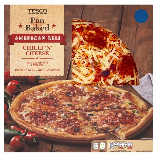 Tesco American Chilli 'N' Cheese Pizza 402G Tesco Groceries