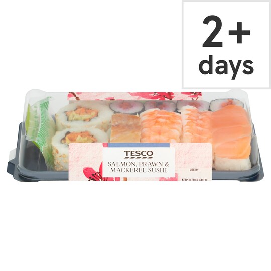 Tesco Salmon, Prawn & Mackerel Sushi 224G Tesco Groceries