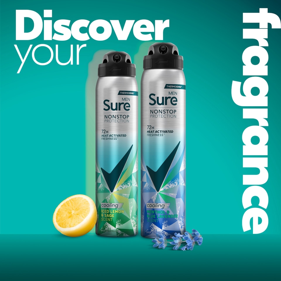image 1 of Sure Men Nonstop Protection Menthol & Blue Lavender scent 72h  Antiperspirant Deodorant 250ml