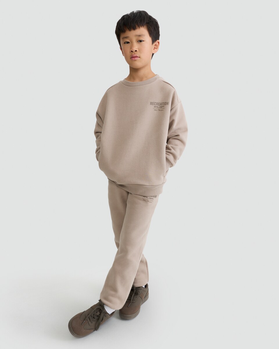 image 1 of F&F Active Boys Cotton Rich Slogan Cuffed Joggers in Stone