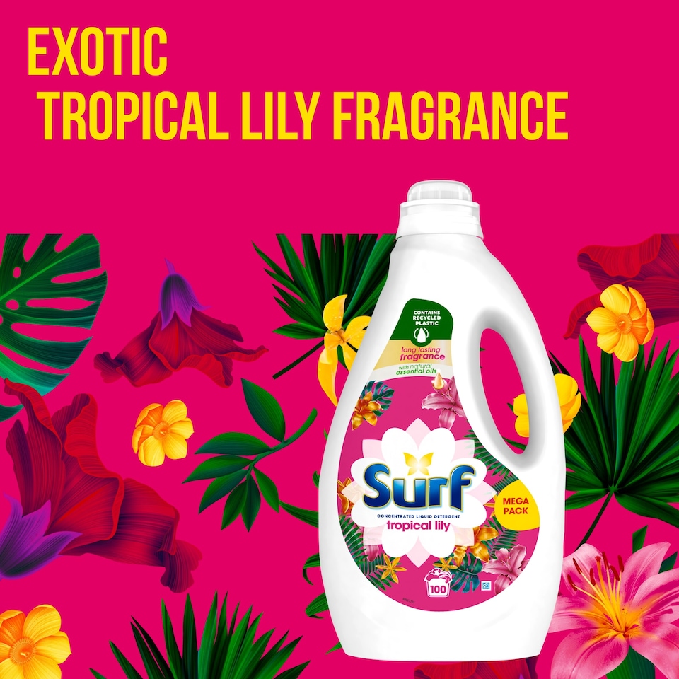 image 1 of Surf Tropical Lily Washing Liquid Detergent 100Washes 2700Ml