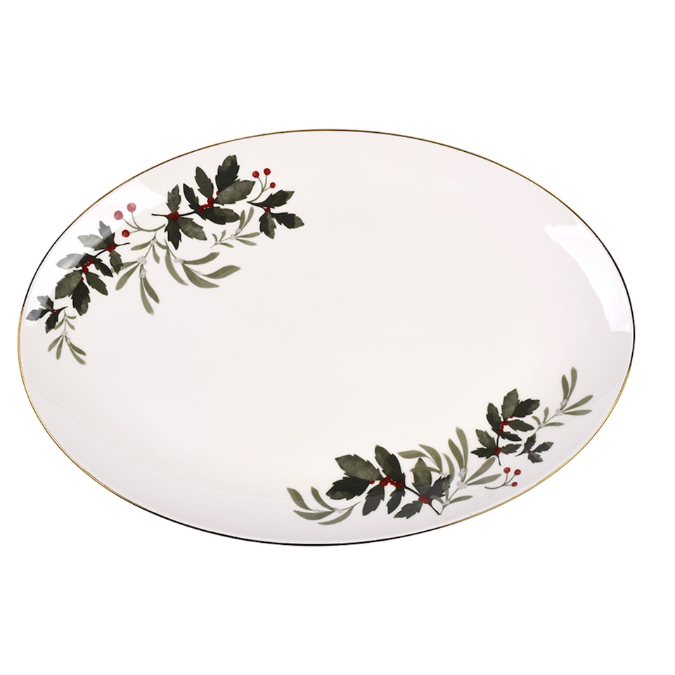 F&F Home Christmas holly serving platter