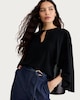 image 1 of F&F Keyhole Ruffle Sleeved Cape Top in Black
