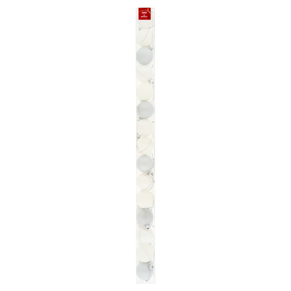 Tesco White Baubles 4 cm 15 pcs
