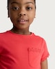 image 1 of F&F Girls Pure Cotton Embroidered Trim T-Shirt in Red