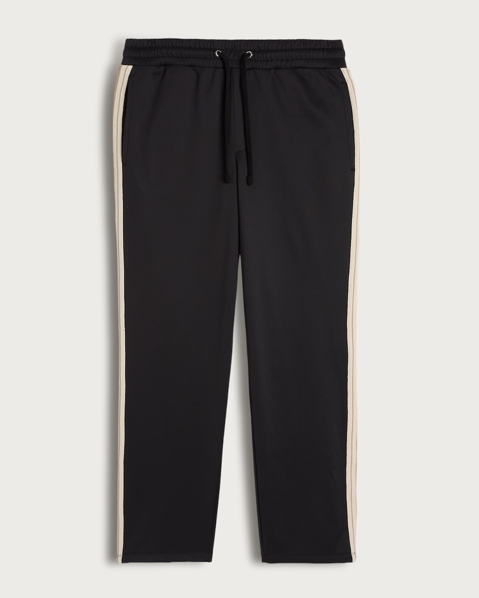 image 1 of The F&F Edit Woven Side Stripe Drawstring Joggers in Black