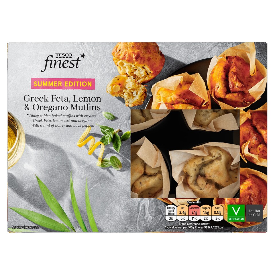 Tesco Finest Greek Feta, Lemon and Oregano Muffins 150g
