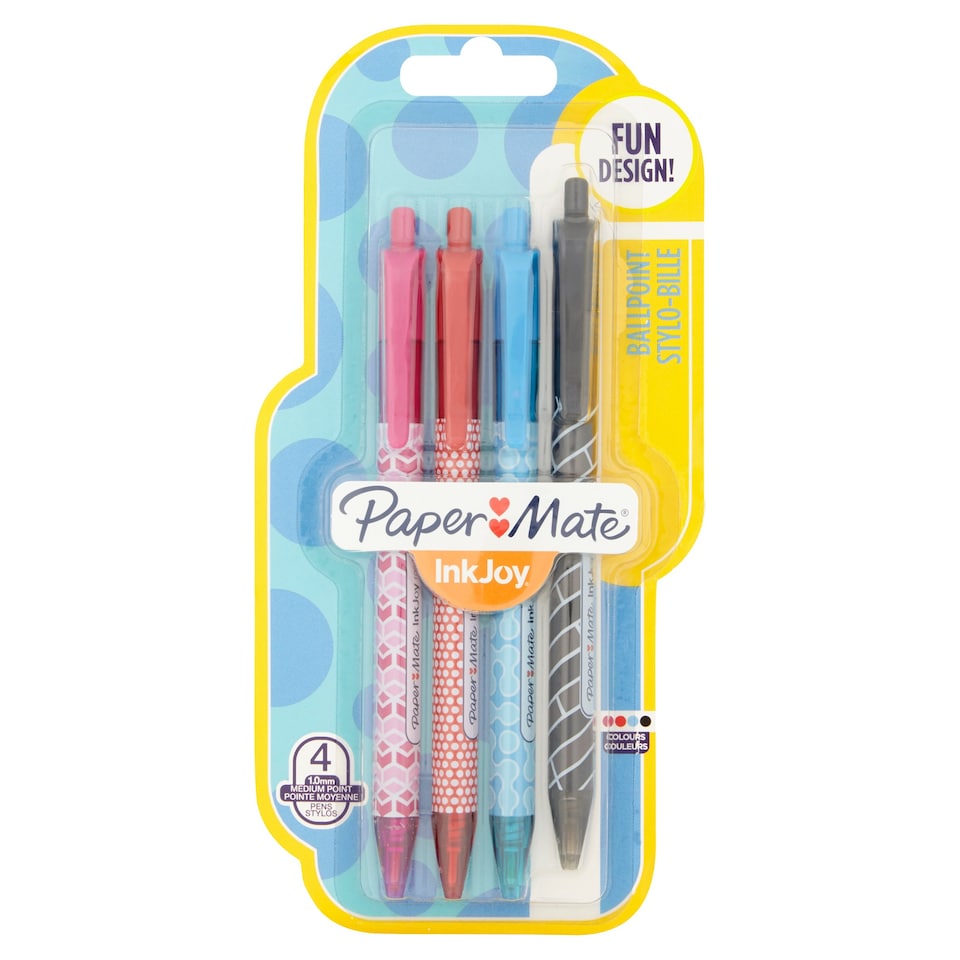 image 1 of Papermate Inkjoy 100Rt Ball Pen Wraps Assrtd 4 Pack