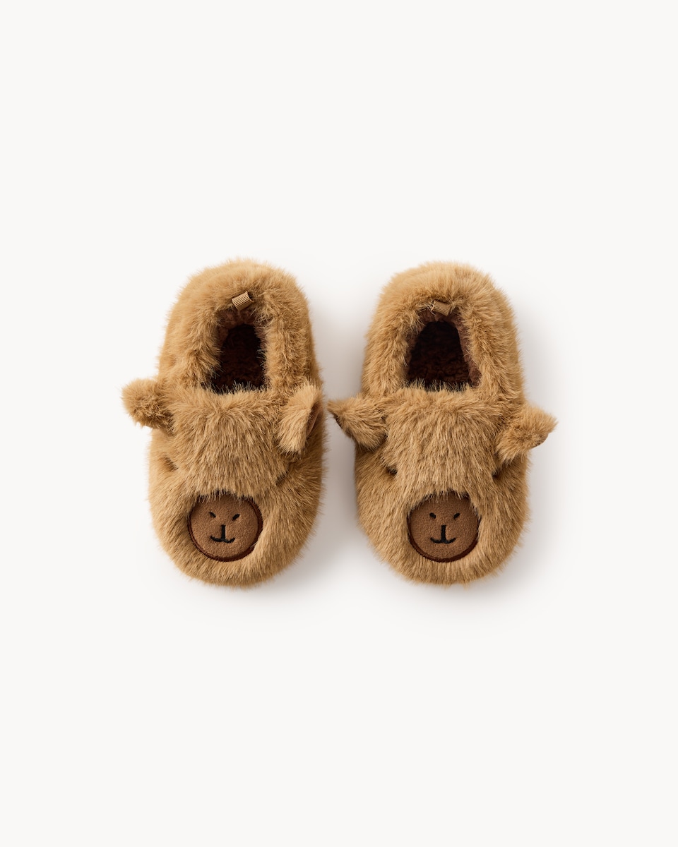 image 1 of F&F Unisex Fluffy Capybara Slippers in Brown
