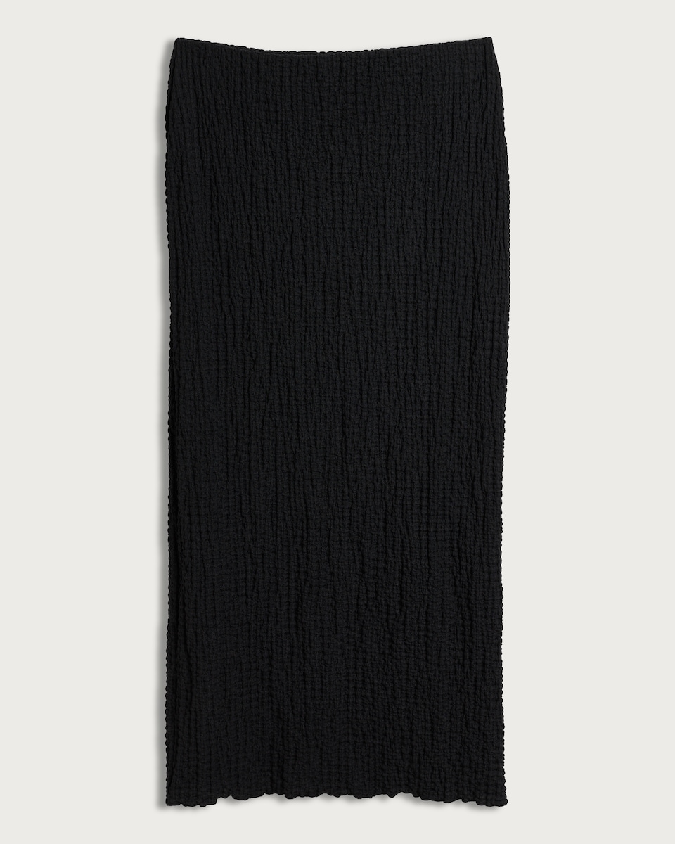 F&F Crinkle Straight Midi Skirt in Black