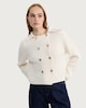 image 1 of F&F Ribbed Double Breasted Collared Cardigan in Cream