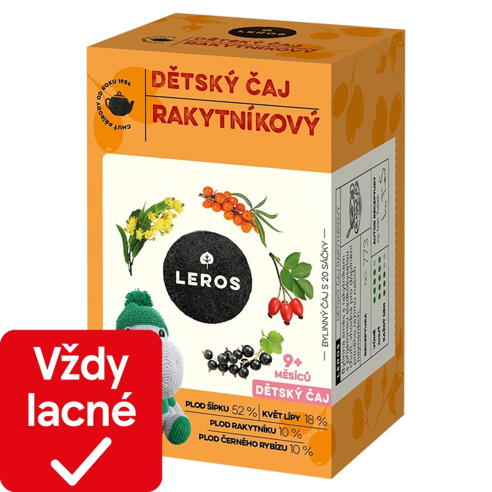 Leros Baby Detský čaj rakytníkový bylinný 20 x 2 g (40 g)