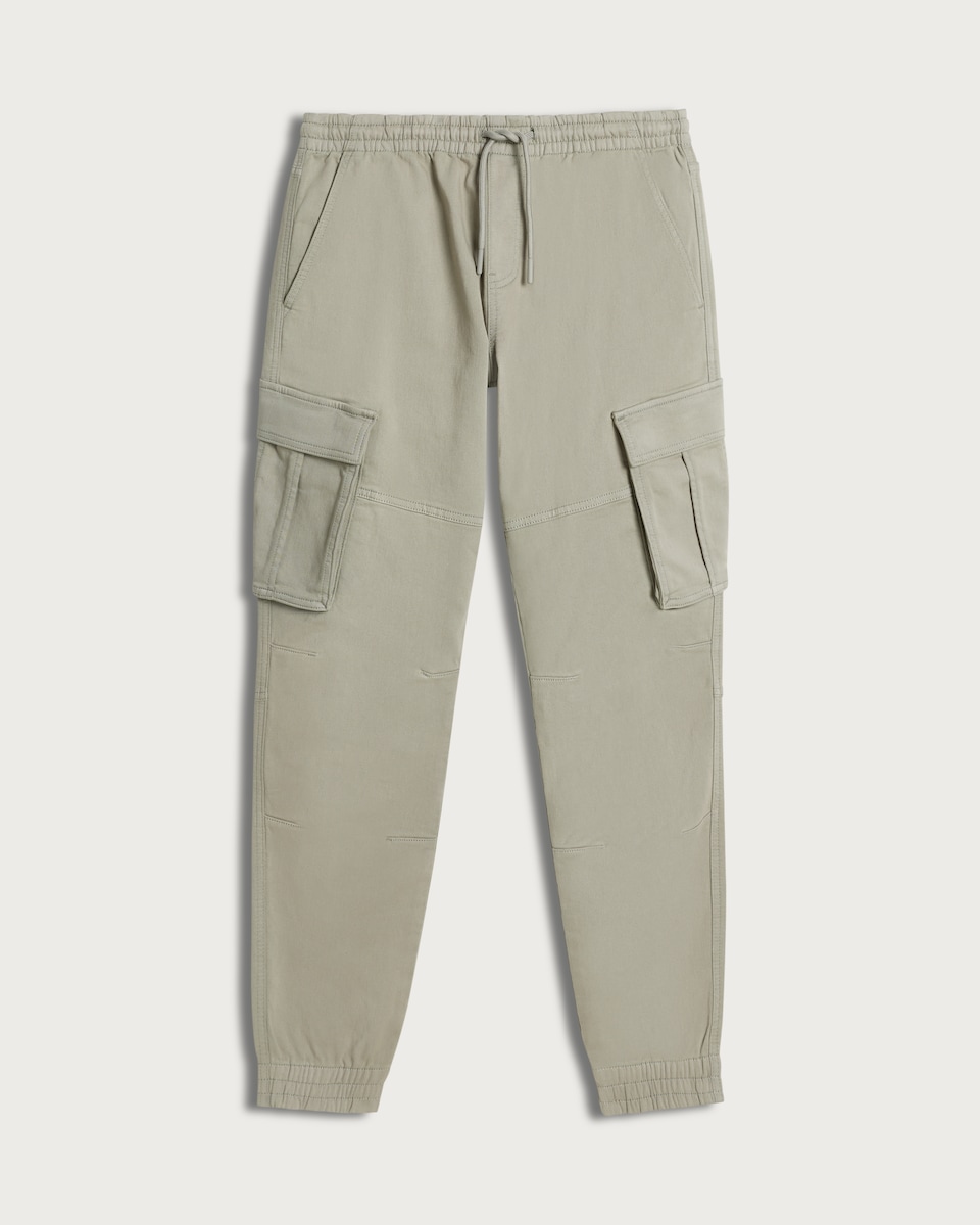 image 1 of F&F Cotton Rich Drawstring Cuffed Cargo Joggers in Grey