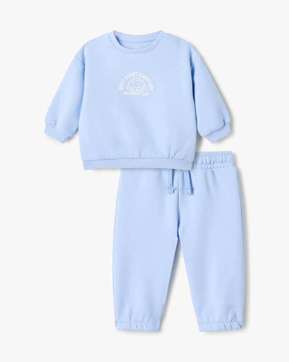 image 1 of F&F Baby Cotton Rich Sweatshirt and Joggers Set in Blue