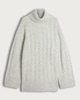image 4 of F&F Cable Knit Roll Neck Jumper with Wool in Silver