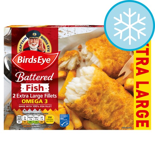 Birds Eye 2 Extra Large Battered Fish Fillets Tesco Groceries