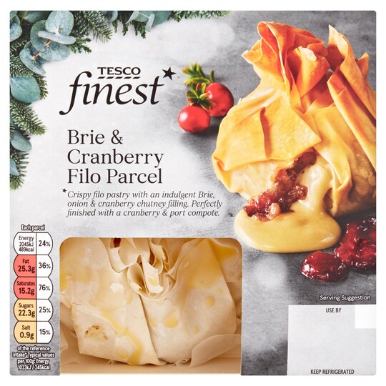 Tesco Finest Brie And Cranberry Filo Parcel 200G Tesco Groceries