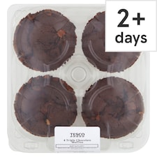Tesco Soft & Fluffy Triple Chocolate Muffins 4 Pack